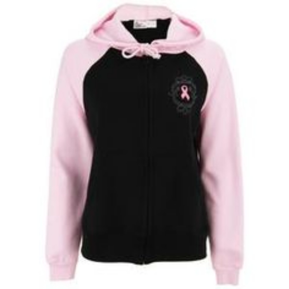 PINK & BLACK ZIP HOODIE W BLACK RIBBON - Breast Cr